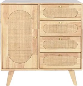 Comoda TV natur , din metal lemn de cauciuc si rattan „Rustic Charm”