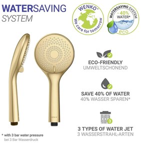 Cap de duș economic auriu mat din plastic ø 11 cm Watersaving System – Wenko