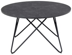 Măsuță de cafea neagră rotundă cu blat cu aspect de marmură ø 80 cm Wyre – Actona