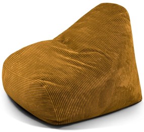 Fotoliu bean bag galben muștar cu tapițerie din catifea reiată Snug 100 – SLOWDOWN