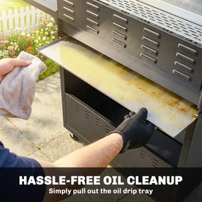 Outsunny Grătar pe gaz 18,6 kW 6+1 arzătoare, cărucior BBQ din oțel inoxidabil cu roți, termometru, raft încălzire, masă laterală, dulap inferior | Aosom Romania