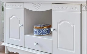 Comodă TV lemn masiv alb Elizabeth, 120 × 58 × 63 cm