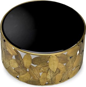 Masuta de Cafea Design LUX, Alama, Sticla, Negru, Botanico