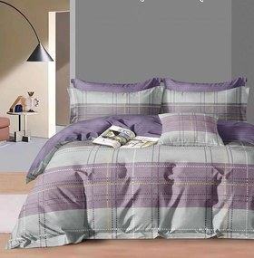 Lenjerie de pat din bumbac CALMIRA gri-mov Dimensiune lenjerie de pat: 70 x 90 cm | 140 x 200 cm