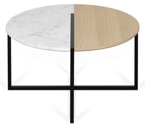 Măsuță de cafea rotundă cu blat cu aspect de lemn de stejar și marmură Sonata TemaHome, ø 80 cm