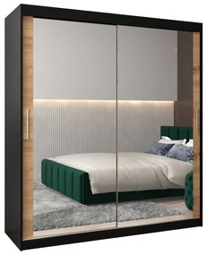 Dulap de haine 180 cm Toki 3 (negru mat + stejar artisan). 1065089