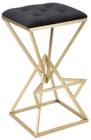 Scaun de bar negru/auriu tapițat (înălțime șezut 75 cm) Piramid – Mauro Ferretti