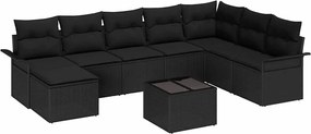 vidaXL Set de canapele pentru grădină cu pernă 9 pcs Bej Rattan poli