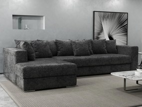 Colțar extensibil dumonde cu ladă de depozitare si sezut confortabil din spuma high-density, Gloria Euphoria Black 320x183 cm