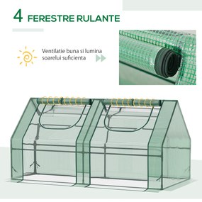 Outsunny Seră din Oțel pentru Legume Fructe | Copertină PE | 180x90x90 cm Verde | Aosom Romania