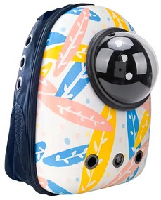 Rucsac pentru transportul animalelor de companie, alb cu model frunze