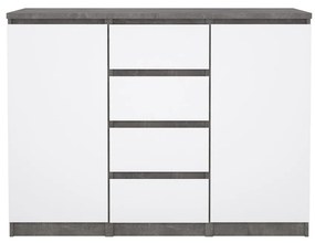 Comodă Simplicity 121 x 50 x 91 cm, gri / alb lucios