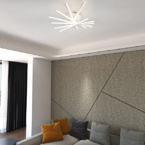 Lustră LED cu 7 surse de iluminare, 125W, cu telecomandă – Design clasic, alb