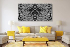 Tablou ornament etnic unic în design alb-negru