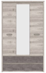 Dulap de haine Jolene 3D4S (cu oglindă) (castan nairobi + onyx). 1052974