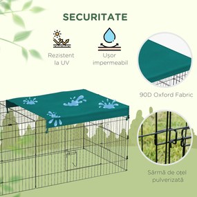 PawHut Tarc Exterior pentru Animale Mici, Spațiu pentru Pui, Iepuri, Chinchilla, cu Acoperiș, 220x85x70 cm, Verde | Aosom Romania