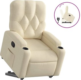 vidaXL Fotoliu rabatabil cu ridicare pe verticală, crem, textil