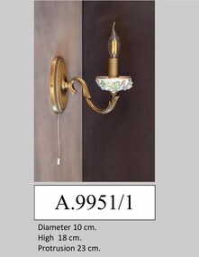 Aplica de perete design italian din alama si portelan colorat 9951