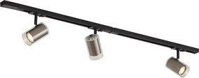 Sistem de iluminat pe șină modern negru cu 3 spoturi gunmetal monofazate - Iconic Lloyd