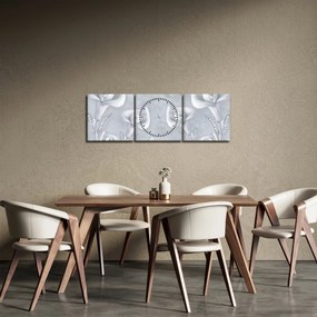 Tablou - Flori de perle (cu ceas) (90x30 cm)