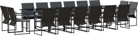 vidaXL Set de masă pentru grădină 17 pcs Negru Oțel