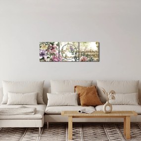Tablou - Flori de design (cu ceas) (90x30 cm)