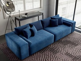 Canapea extensibilă dumonde cu ladă de depozitare si sezut confortabil din spuma high-density, Marbela Zoom Blue XXL 295x100 cm