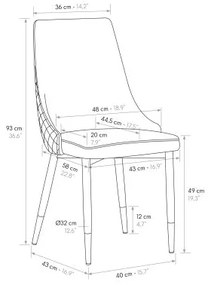 PAZZO DESIGN Set de 4 scaune Cinzia gri | Aosom Romania