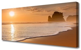 Tablou pe panza canvas Sea Sun Beach Peisaj Brun Galben Alb