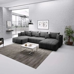 Colțar extensibil dumonde cu ladă de depozitare si sezut confortabil din spuma high-density, Malta U Enjoy Grafit 340x185 cm