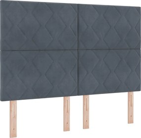 vidaXL Pat cu arc LED cu saltea Gri închis 140 x 190 cm Catifea