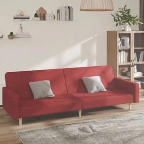 337295 vidaXL Canapea extensibilă cu 2 locuri, roșu vin, textil