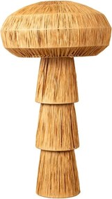 Lampă de masă din rafie naturală bej, cu structură din metal, formă de ciupercă, finisaj natural, 65×40 cm, „Mushroom"