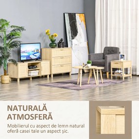 HOMCOM Noptieră Modernă din MDF, Design cu Sertar și Raft pentru Depozitare, 40x40x48 cm, Culoare Lemn Natur | Aosom Romania