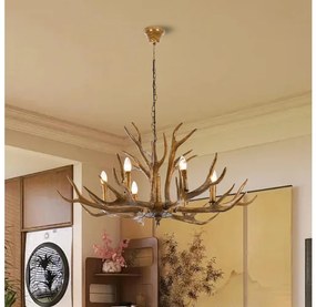 Brilagi - Candelabru cu lanț DEER, 6xE14/10W/230V, Ø 102 cm, cu coarne