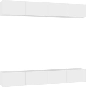 vidaXL Comode TV, 4 buc., alb, 100x30x30 cm, lemn prelucrat