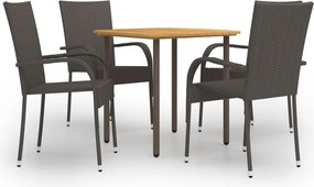 vidaXL Set mobilier de grădină, 5 piese, maro, poliratan