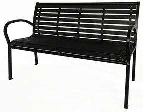 Bancă de grădină 125 x 60 x 80 cm, negru, oțel /plastic