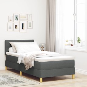 vidaXL Pat cu box spring și saltea gri 80x200 cm țesătură
