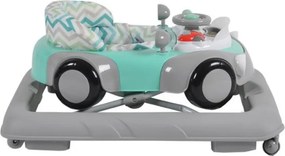Premergator Reglabil in 3 Trepte NOVOKIDS™ Shelby Mini Car , Roti silentioase, Pliabil, 8 Roti, Cu Melodii si volan, Model Masinuta, Turquoise