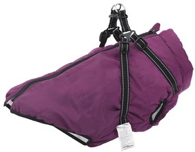 vidaXL Haină câini cu ham impermeabilă reflectorizantă, violet, L68