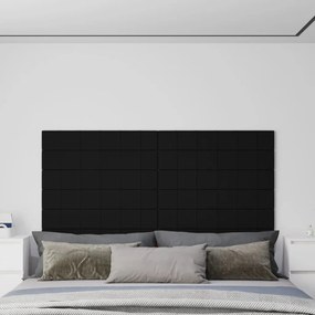 Panouri de perete 12 buc. negru 90x15 cm textil 1,62 m   12, Negru, 90 x 15 cm