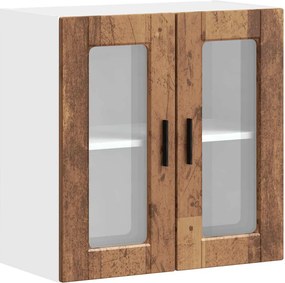 vidaXL Dulap de bucătărie cu ușă din sticlă din lemn vechi „Porto”.