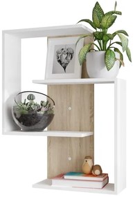 Etajeră de perete MORIKO 85x65 cm alb/stejar sonoma