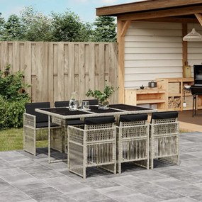 vidaXL Set mobilier de grădină cu perne, 7 piese gri deschis poliratan