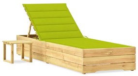 vidaXL Șezlong de grădină cu masă și pernă, lemn de pin tratat