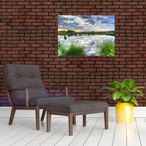 Tablou cu lac și trestie (70x50 cm)