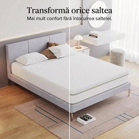 Topper ortopedic saltea spuma memorie infuzie gel, Alb