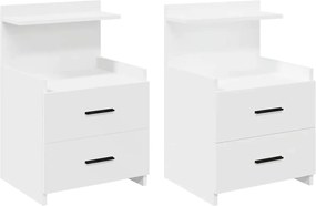 vidaXL Noptiere 2 buc. cu 2 sertare, alb, 40x36,5x62 cm