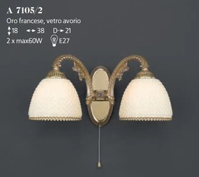 Aplica de perete din alama 2 brate design italian 7105
